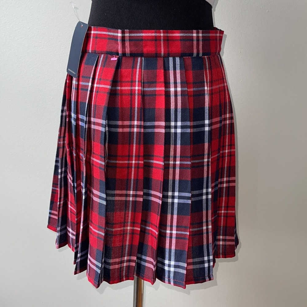 High Waist Tartan Pleated Skirt